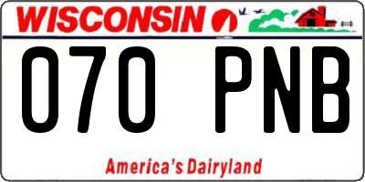 WI license plate 070PNB