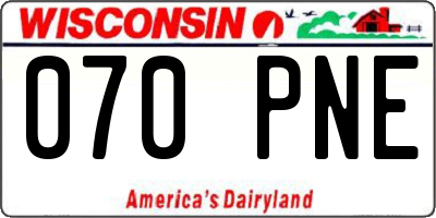 WI license plate 070PNE