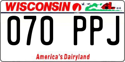 WI license plate 070PPJ
