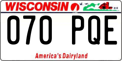 WI license plate 070PQE