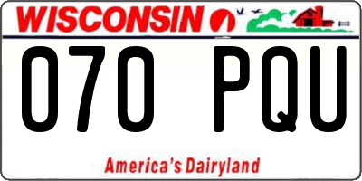 WI license plate 070PQU