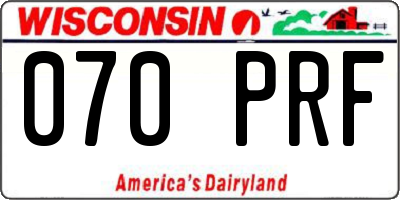 WI license plate 070PRF