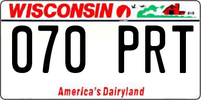 WI license plate 070PRT