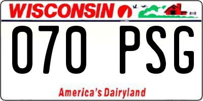 WI license plate 070PSG