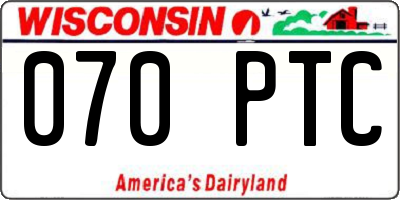 WI license plate 070PTC