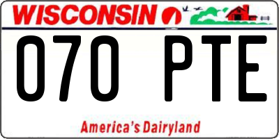 WI license plate 070PTE