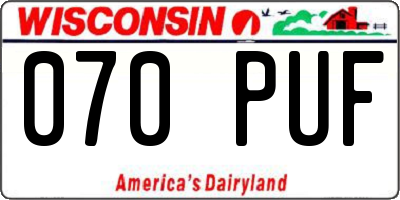 WI license plate 070PUF