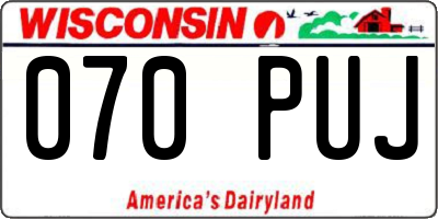 WI license plate 070PUJ