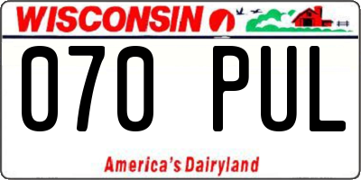 WI license plate 070PUL