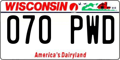 WI license plate 070PWD
