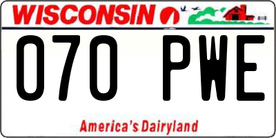 WI license plate 070PWE