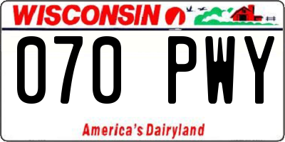 WI license plate 070PWY