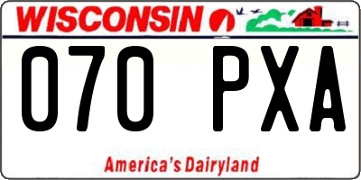 WI license plate 070PXA