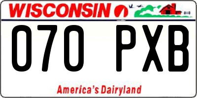WI license plate 070PXB