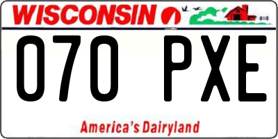 WI license plate 070PXE