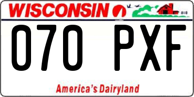 WI license plate 070PXF