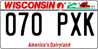 WI license plate 070PXK