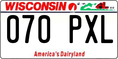 WI license plate 070PXL