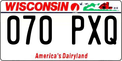 WI license plate 070PXQ
