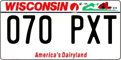 WI license plate 070PXT