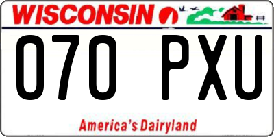WI license plate 070PXU