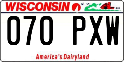 WI license plate 070PXW