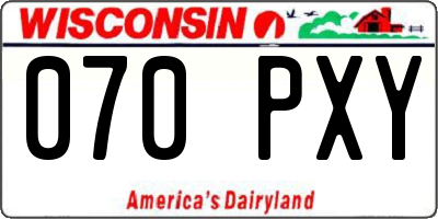 WI license plate 070PXY