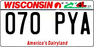 WI license plate 070PYA