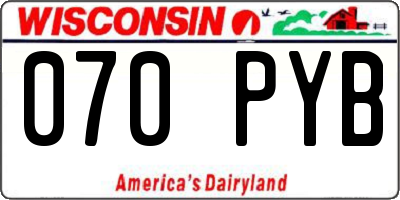 WI license plate 070PYB