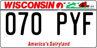 WI license plate 070PYF