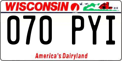 WI license plate 070PYI