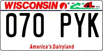 WI license plate 070PYK