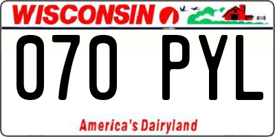 WI license plate 070PYL