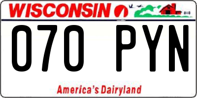 WI license plate 070PYN