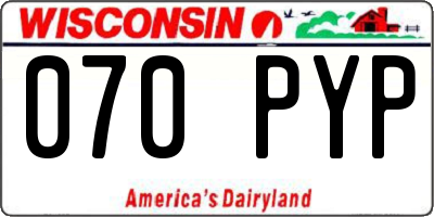 WI license plate 070PYP