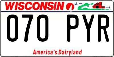 WI license plate 070PYR
