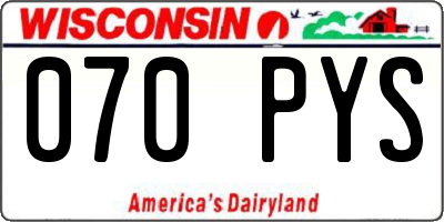 WI license plate 070PYS