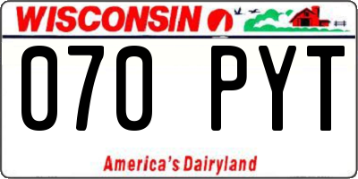 WI license plate 070PYT