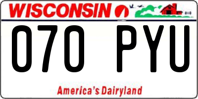 WI license plate 070PYU