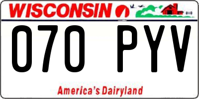 WI license plate 070PYV