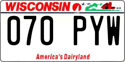 WI license plate 070PYW