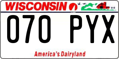 WI license plate 070PYX