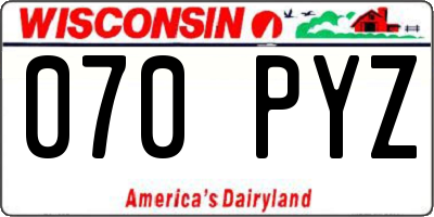 WI license plate 070PYZ