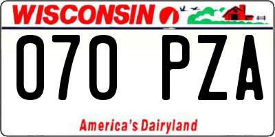 WI license plate 070PZA