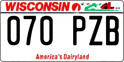 WI license plate 070PZB