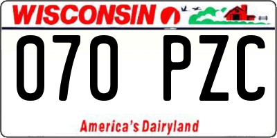 WI license plate 070PZC