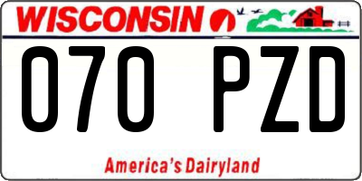 WI license plate 070PZD
