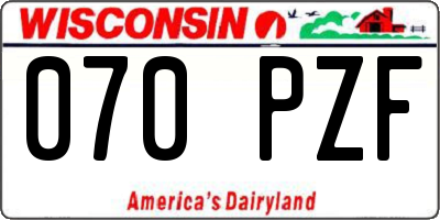 WI license plate 070PZF