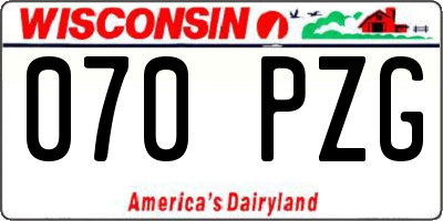 WI license plate 070PZG