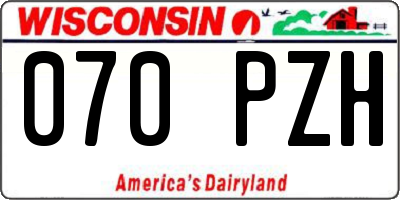WI license plate 070PZH